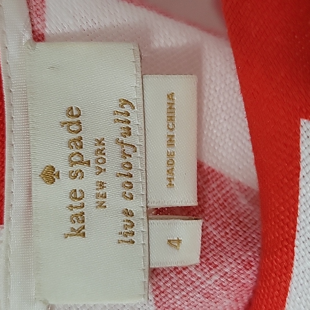 Kate Spade Red and White Chevron Linen Sleeveless Blouse, Size 4 - Picture 7 of 8